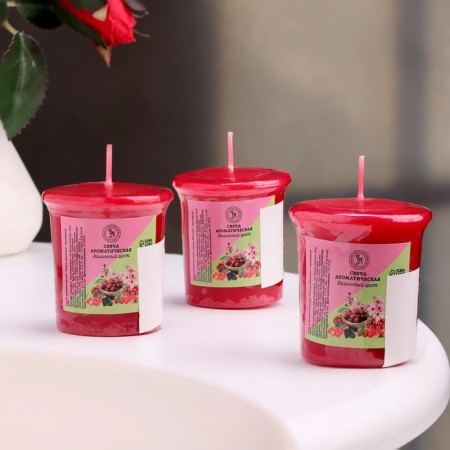 Aromatic candle "Cherry Blossom", cherry color, set of 5x4.5 cm, 3 pcs-3