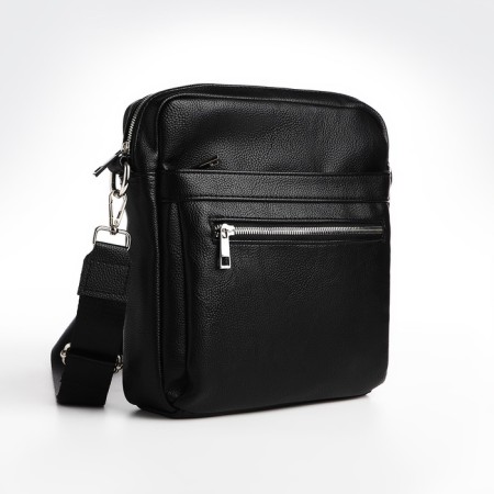 Male bag over the shoulder, Textura, artificial leather, black color-4