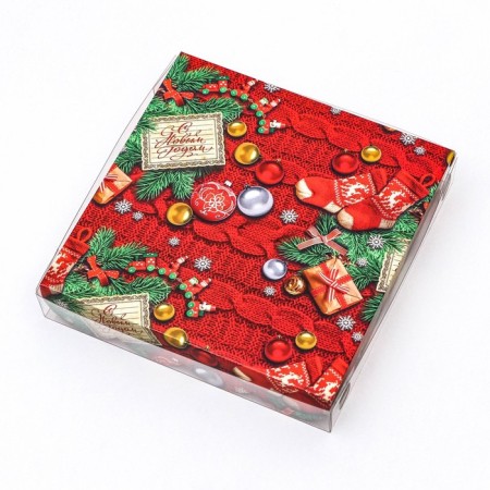 Cookie box, confectionery packaging, "Christmas gifts", 15 x 15 x 3 cm, new year-1