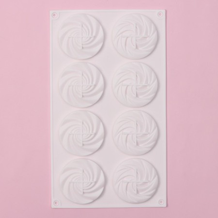 The form for baking the share of "sweets. Zavitka", silicone, 8 cells, 29.5 × 17 × 1.5 cm, white color-1