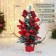 Christmas tree decor "Festive" bow cage leaves shine, 14x26 cm, red