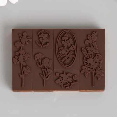 Printing wood, rubber "Flower Country" set of 6 pcs 9.6x6.6x1.6 cm-2