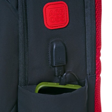 Youth backpack 45 x 31 x 12 cm, ergonomic back, Across M-4, black/red M-4-2-4