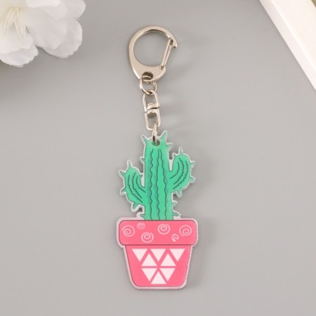 Acryl keychain "Cactus in a pink pot" 3x5.8 cm