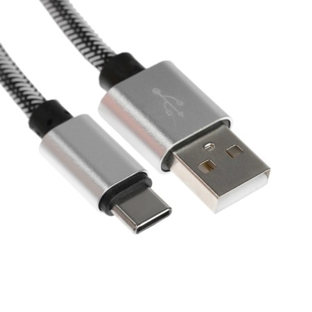 Type- C cable - usb, 2.1 a, nylon braid, 2 meters, silver