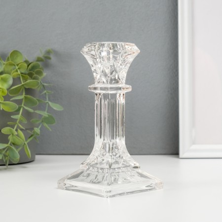 Glass of Glass for 1 candle "Column with rectangular" transparent 16.5x8.3x8.3 cm-1