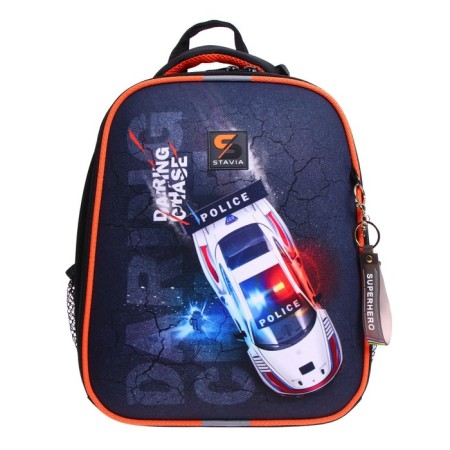 School frame backpack 38 x 30 x 16 cm, ergonomic back, Stavia Police-2
