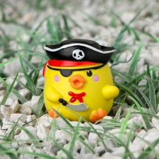 Duckling on the car panel, pirate, yellow