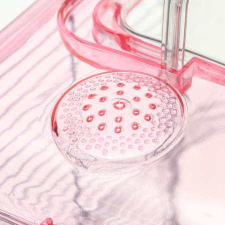A cage for rodents with a tunnel and filling, 32 x 21 x 55, cm, pink-10