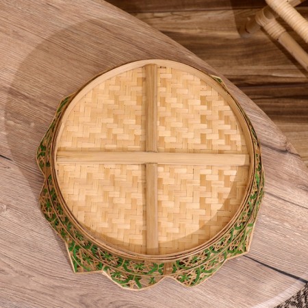 Vase wicker, from bamboo 40x40x10 cm-4