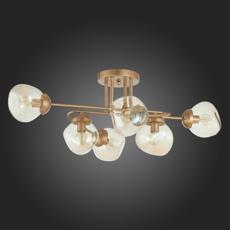 Ceiling EVOLUCE lamp. Sle155702-06. More. 6x40 watts, E14, 80x53x30 cm, golden color-4