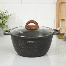 Кастрюля Granit ultra, 3 л, d=22 см, h=12,5 см, стеклянная крышка, антипригарное покрытие