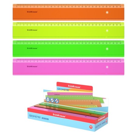 Line 30 cm Erichkrause Neon, plastic, in a box box, mix of 4 colors