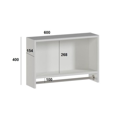 A cabinet suspended for a bathroom with a rod for towels, with doors, white, 60 x 17.4 x 40 cm-5
