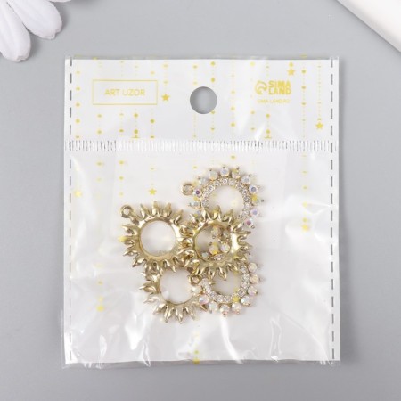 Decor for creativity metal, rhinestones "Circle-Solens" gold 2.2x2.5 cm-3