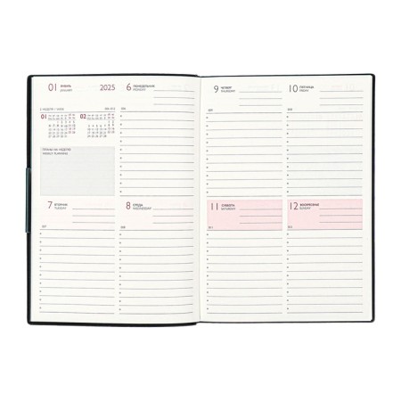 The weekly dated 2025, Escalada, a soft cover made of artificial leather, A6+, 80 sheets, embossing foil, block 70 g/m², black-12