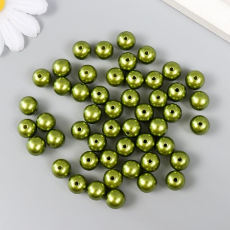 Set of beads "needlework" plastic, diameter 10 mm, 25 g, marsh-green-1