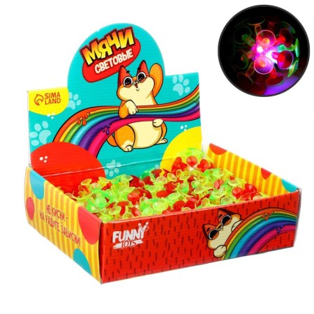 The ball is a children's rubber light "cat", Velcro, Mix colors, in showbox-1