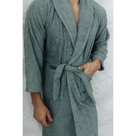 Tainted male bathrobe, size 46, emerald color-8