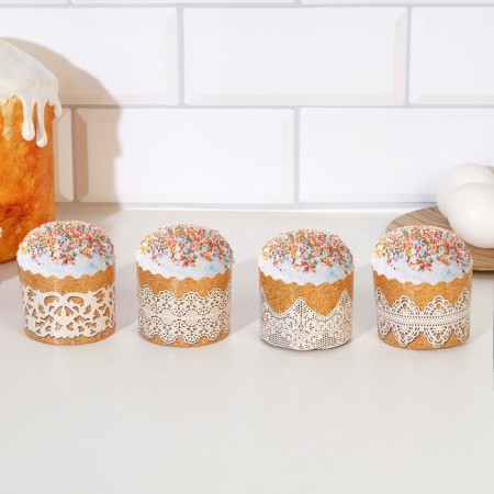 Paper form for cupcake, muffins and kulich "Rustik" 60x45mm, mix (packing 4000 pcs)