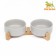 Double ceramic bowls on a stand of 2 x 450 ml 28.5 x 15.5 x 7 cm, gray