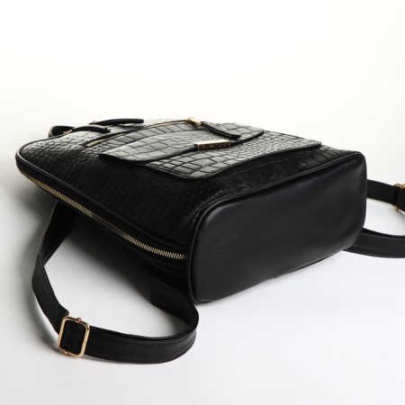 City backpack on a zipper, black color-2