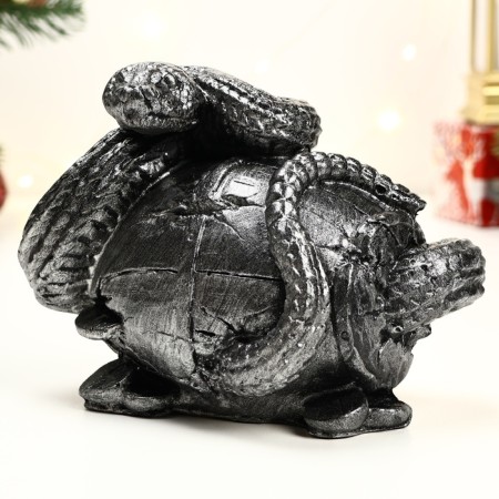 The piggy bank "Snake with a barrel" Small silver, 14x19x12cm-1
