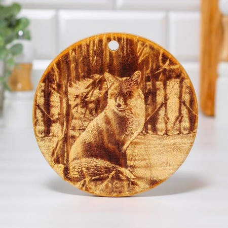 Board from the massif “Fox”, round, 18 × 18 cm