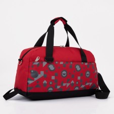 Sports bag with lightning, external pocket, suitcase holder, red color