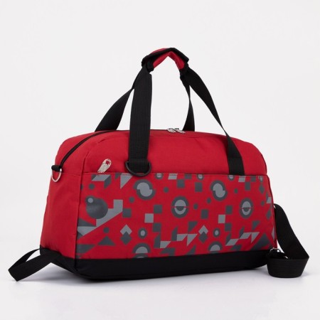 Sports bag with lightning, external pocket, suitcase holder, red color