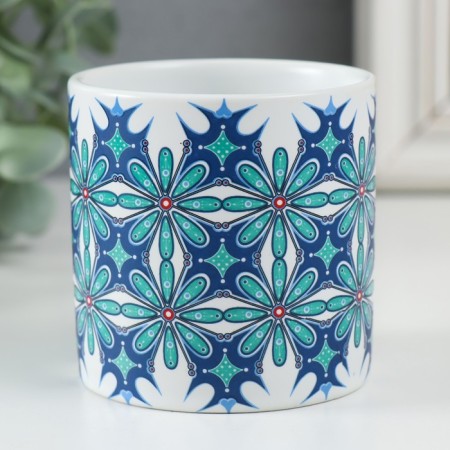 Bank for suppositories Ceramics "Blue Flowers" 200 ml 7.3x7.3x7.3 cm