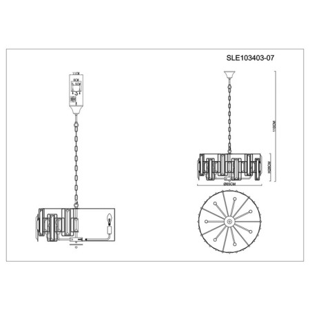 Suspended EVOLUCE lamp. Sle103403-07. Giano. 7x40 watts, E14, 65x65x28 cm, Shampan-9