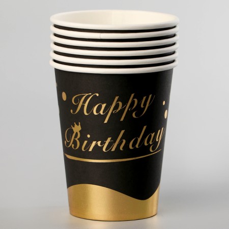 Paper glasses "Golden Birthday", 6 pcs.-1