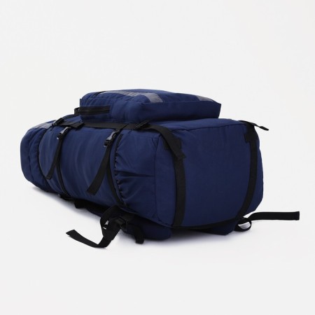 Tourist backpack, TAIF, 80 l, cord department, outer pocket, 2 side nets, blue/gray color-4