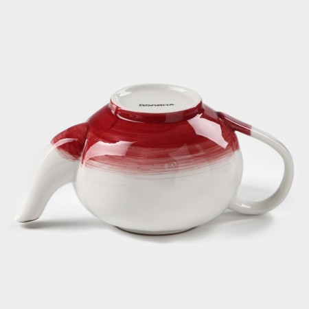 Kettle porcelain harness "Cosmos", 600 ml, red color-6