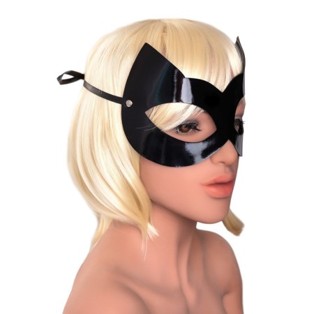 Mask "Cat", varnished skin, black-2