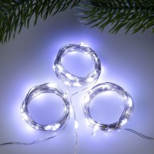 Set of garlands “Thread” 2 m Rosa, IP20, silver thread, 20 LED, white glow, 3 modes, AG13x3, 3 pcs.