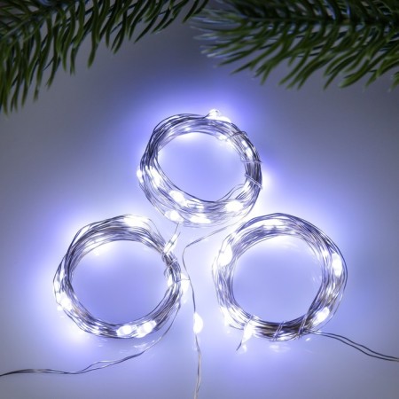 Set of garlands “Thread” 2 m Rosa, IP20, silver thread, 20 LED, white glow, 3 modes, AG13x3, 3 pcs.