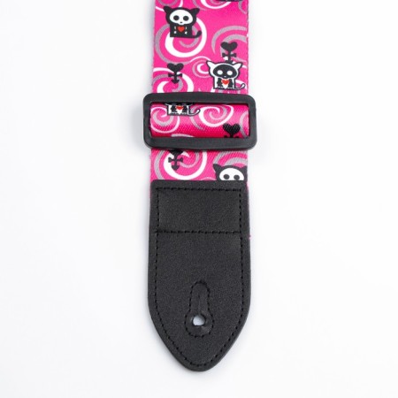 Guitar belt, pink, cats, length 60-117 cm, width 5 cm-3