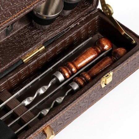 Set with skewers Gift "Elite-Xs" in a box from eco-leather No. 13-9