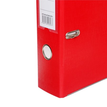 A4, 75 mm registrar, calligrata, PVC, embossing "Len", metal edging, pocket for a spine, collected, red, mix-1