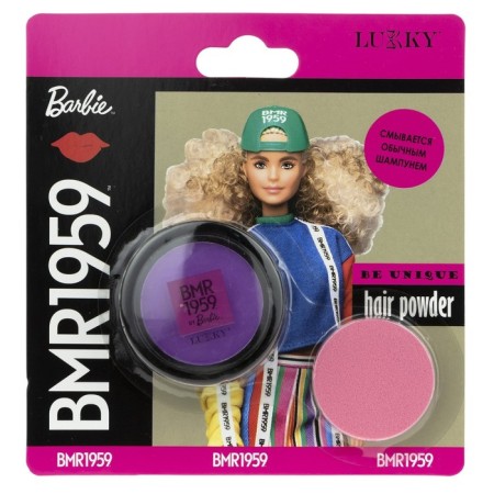 Hair powder Barbie BMR1959, in a set with a sponge, purple color-1