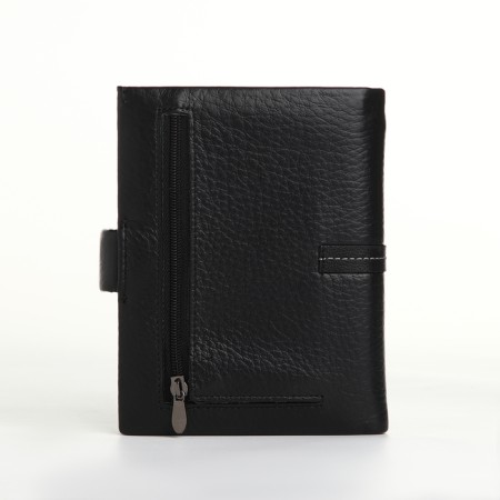 Male purse on the button, department for auto documents, black color-1