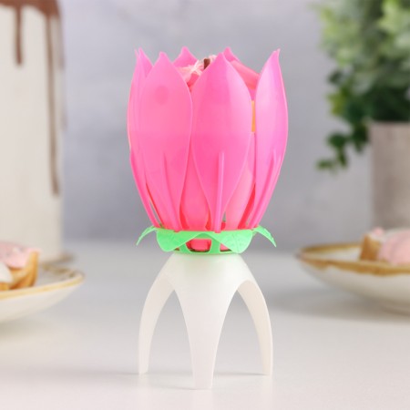 Candle for Cake Musical "Tulip", Pink, 12 × 5 cm-4