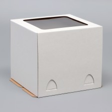 Box for the cake, with a window, without handles, white, 24 x 24 x 22 cm