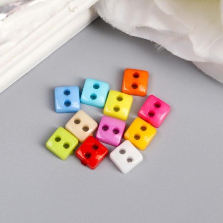 Buttons plastic for creativity 2 punctures "Color Squares" micro set 80 pcs 0.6x0.6cm