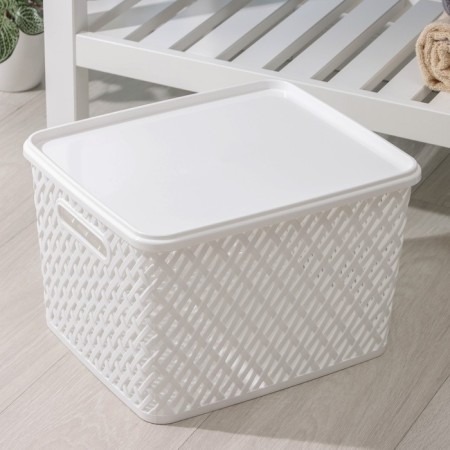 Storage basket with a “braid” lid, 35 × 29 × 22.5 cm, white color-1