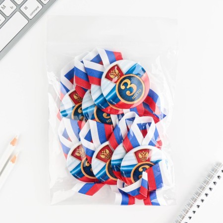 The settling icon with the tape "3rd place", tricolor, d = 56 mm.-4