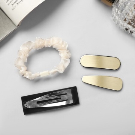 Hair set "Toliman" (1 elastic band-6 cm, 3 invisibility-7 and 5 cm) gold-2