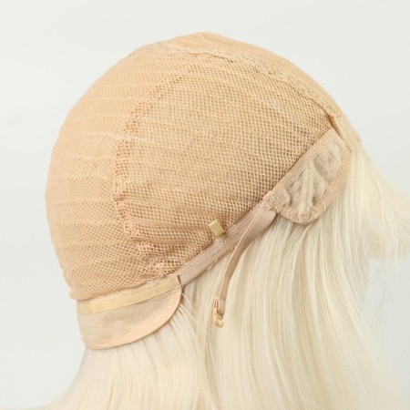 Artificial wig, with a bang, imitation of the skin, 30 cm, milk color-5